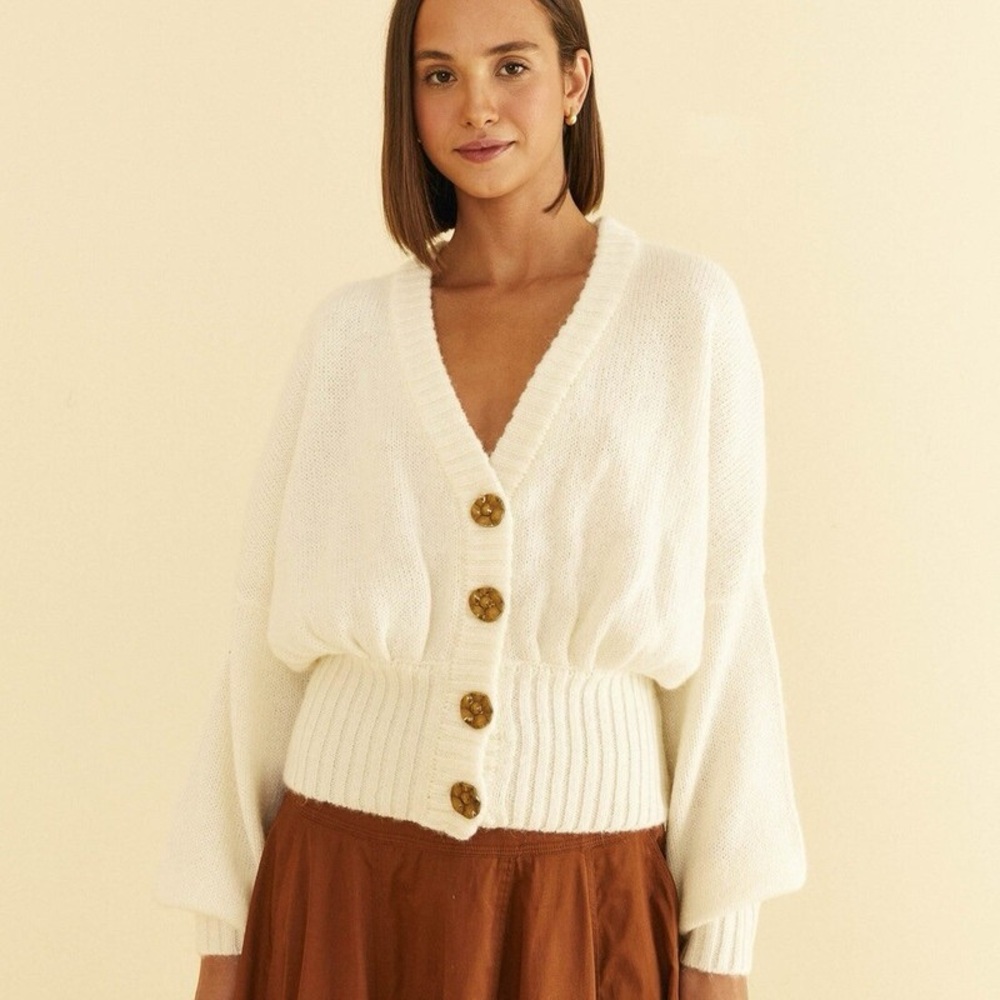 Farm Rio Off-White Bubble Knit Cardigan Sweater | XL | NWT‎